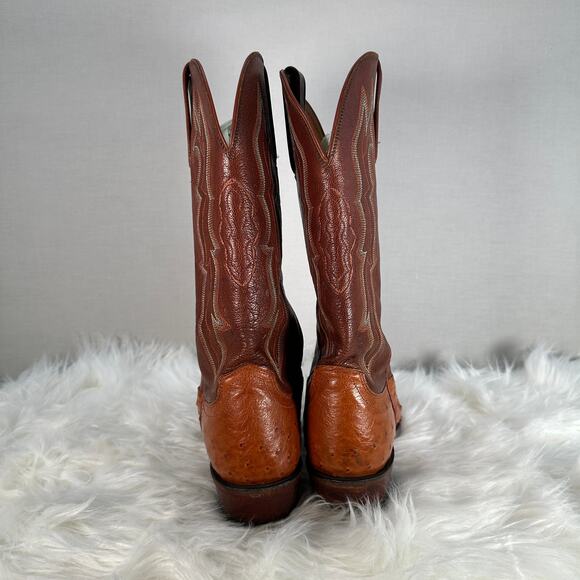 Lucchese 1883 Ostrich Cowboy Boots 8B Brown Western Vintage Cowgirl - Picture 6 of 16